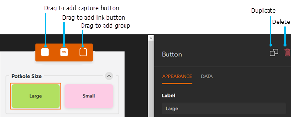 Drag Duplicate or Delete button Drag Duplicate or Delete button